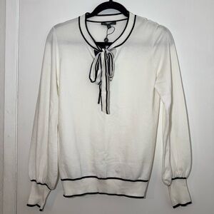 Adrianna Papell White Sweater with Black Accents